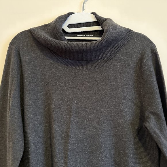 Cable & Gauge Dark Gray Cowl Neck Long Sweater - Picture 7 of 7